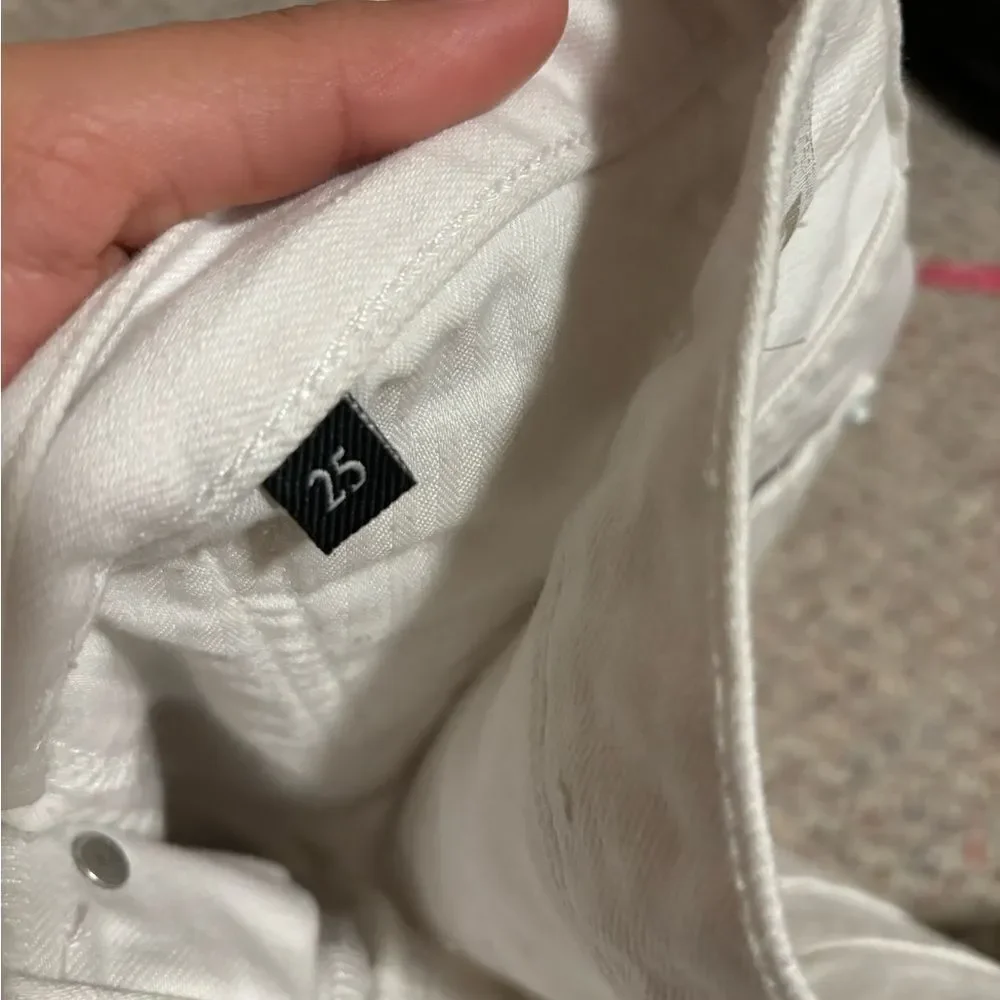 7 For All Mankind Monroe Revolve Cut Off Raw Hem Shorts Clean White- Size 25